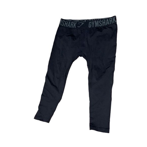 Nice Gymshark Woman's Cropped Leggings Athletic Yoga Compression Fit Black Size - Picture 1 of 3